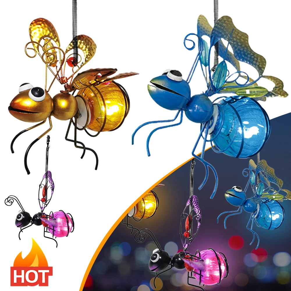 Lighting Bug Decor - Solarbetriebene hängende Insektenleuchte aus Metall, hängende