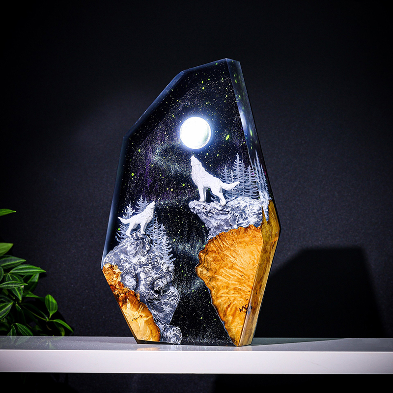 Wedding Lighting And Decor - Natur-Tierfiguren Organismus Harz-Tischlampe Kreative Kunstdekoration Verschneite
