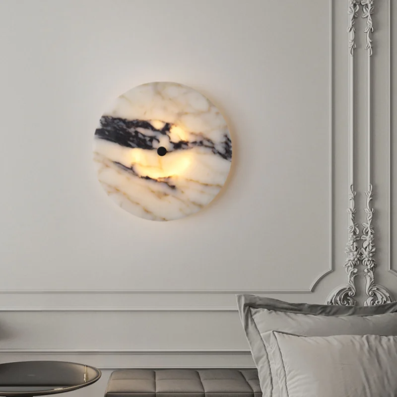 Room Lighting Bedroom Decor - Runde Luxus-Wandleuchte aus Naturstein für Wohnzimmer,