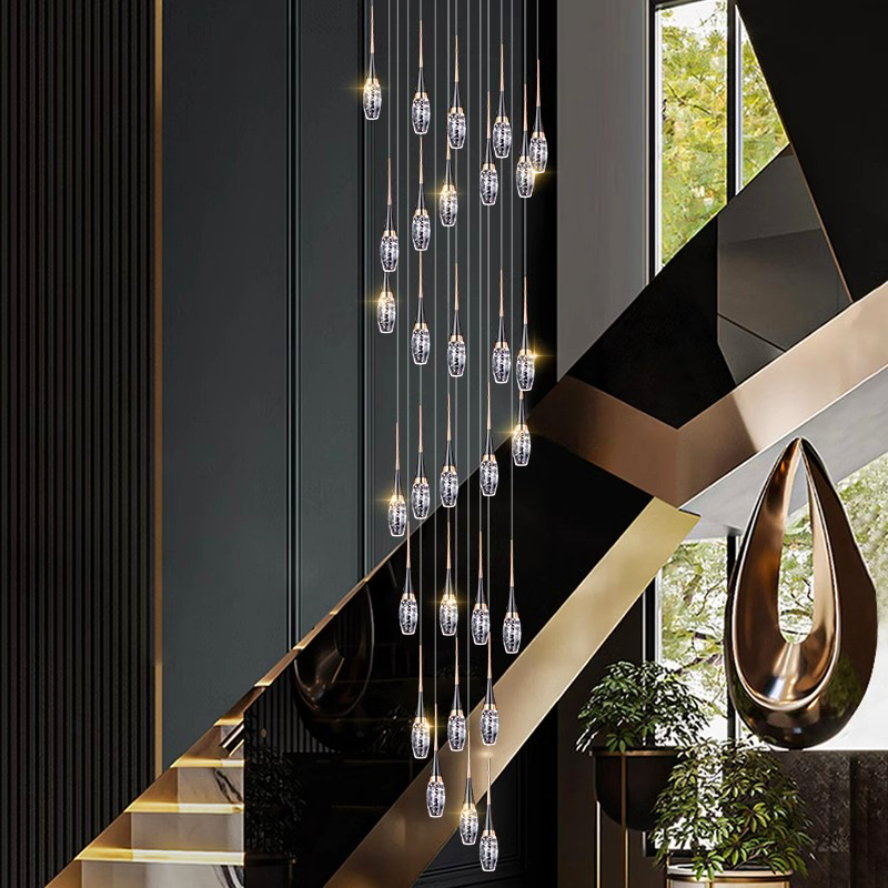 Room Lighting Bedroom Decor - Moderne Dekoration Kristall Kronleuchter Treppe Pendelleuchte