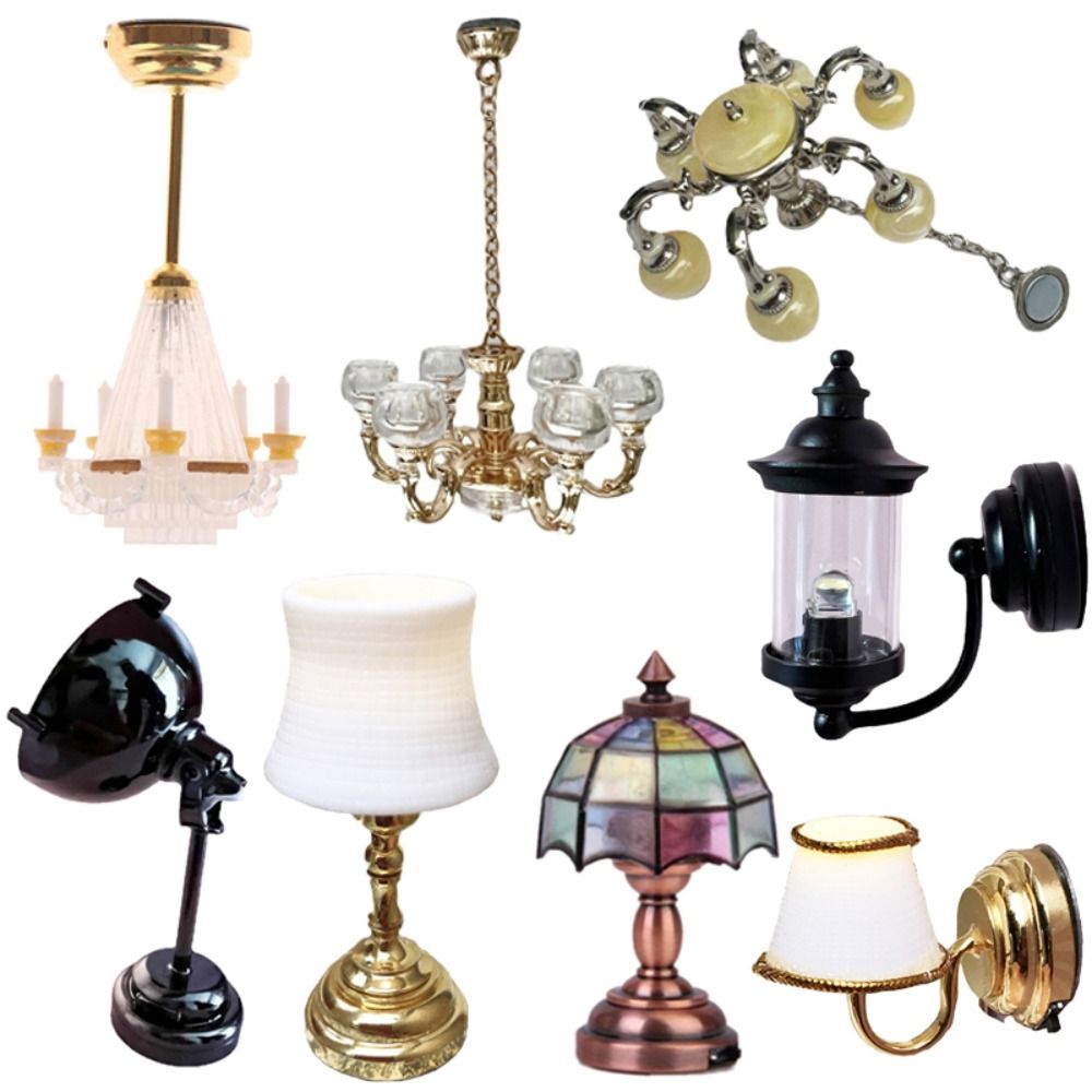 Lighting Metal Wall Decor - Antike Skala Puppenhaus Miniatur Schreibtisch lampe