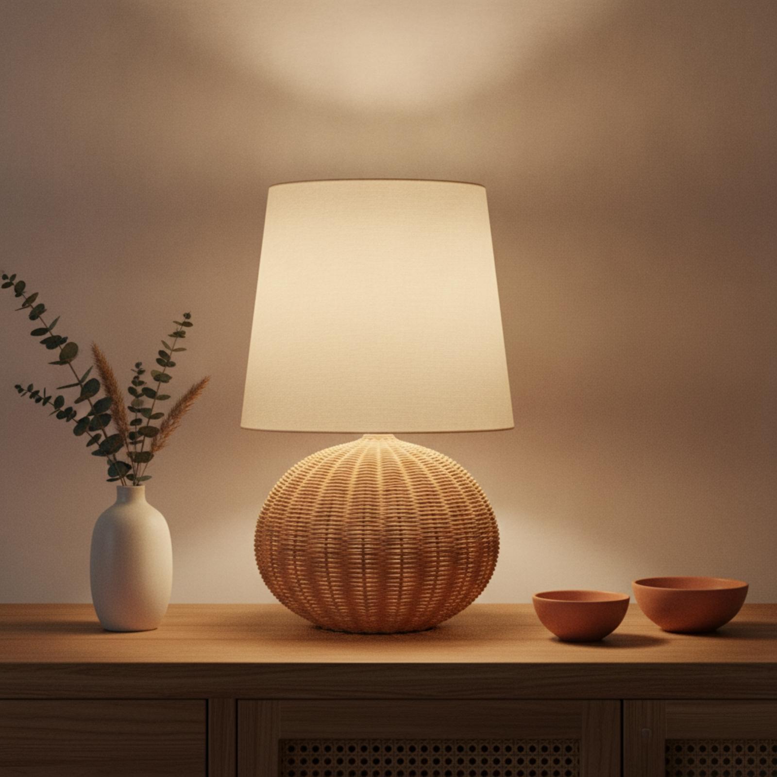 Nachttischlampe mit Rattanfuß  – Room Lighting Bedroom Decor Bewertung und Preis