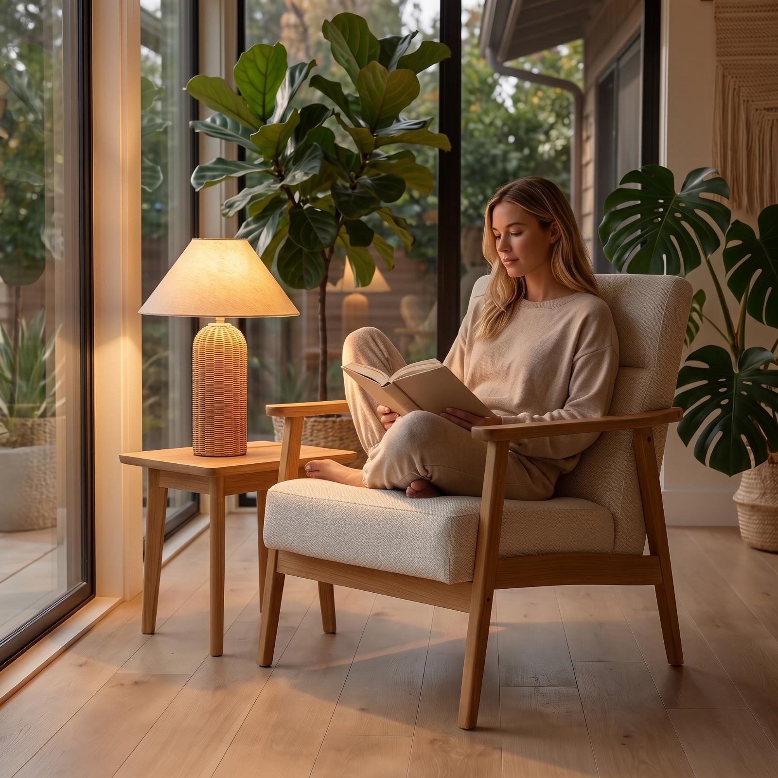 Nachttischlampe mit Rattanfuß  – Room Lighting Bedroom Decor Bewertung und Preis