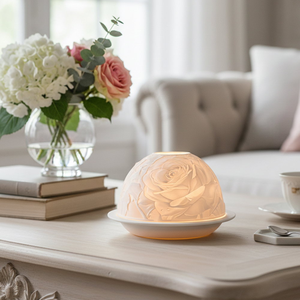 Eleganter Rosenporzellan-Kerze – Wedding Lighting And Decor Bewertung und Preis